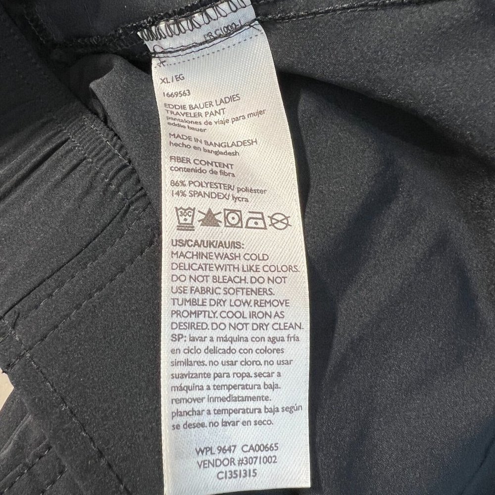 EDDIE BAUER Traveler Pants‎ Womens XL Black Pull On Elastic Waist Stretch Active - Picture 12 of 15